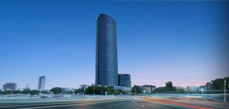 M3M IFC tower seen across the road in daylight